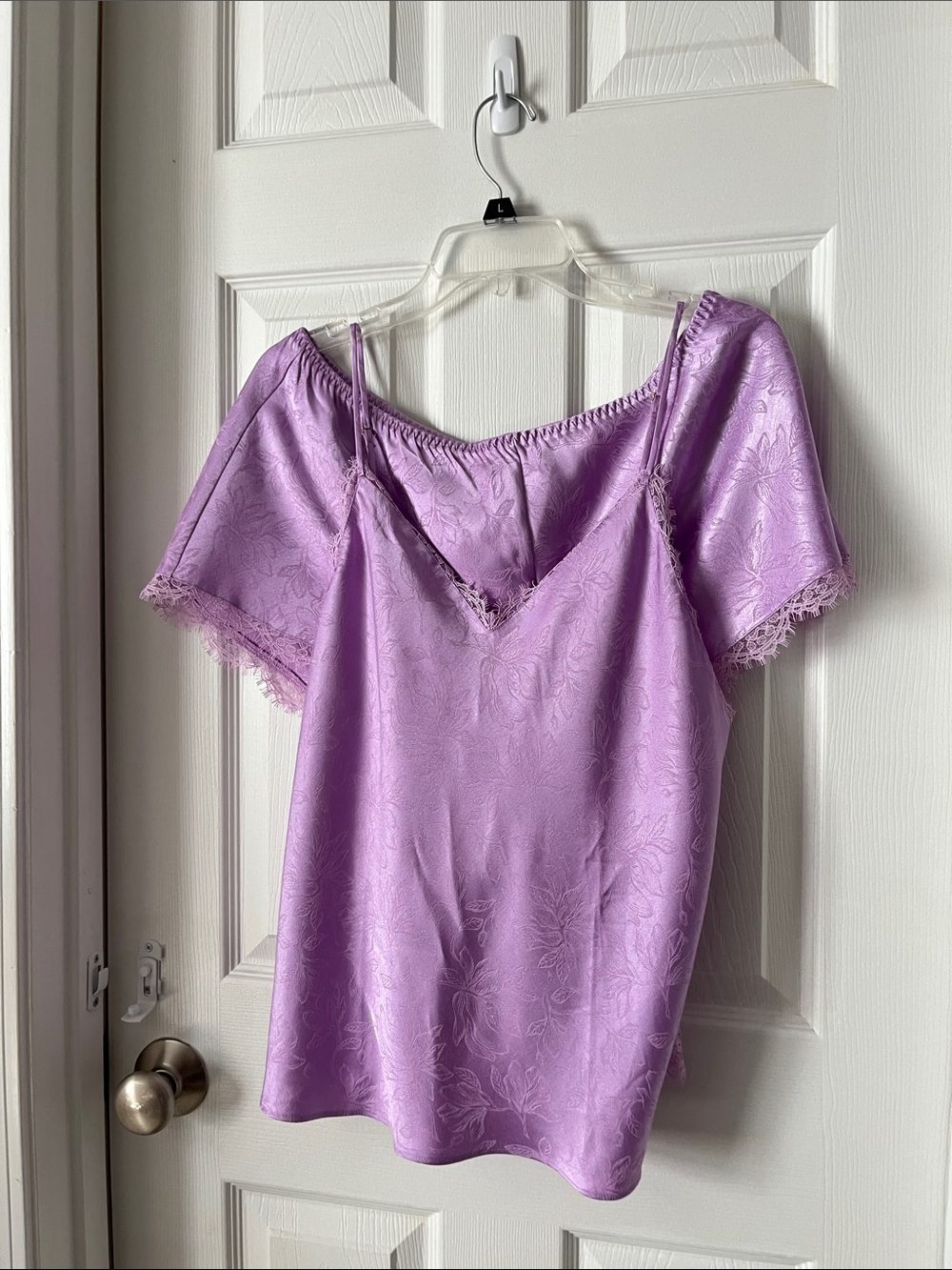 Victoria's Secret Lilac Satin Lace-Trim Chemise Top & bottom